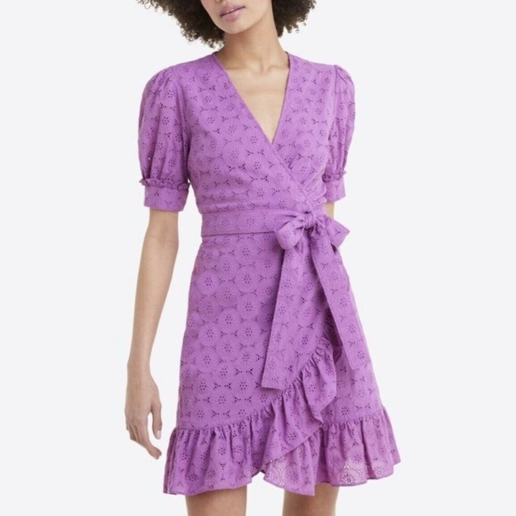 Draper James Dresses & Skirts - 🔥Draper James Purple Eyelet Wrap Dress 14, NWT